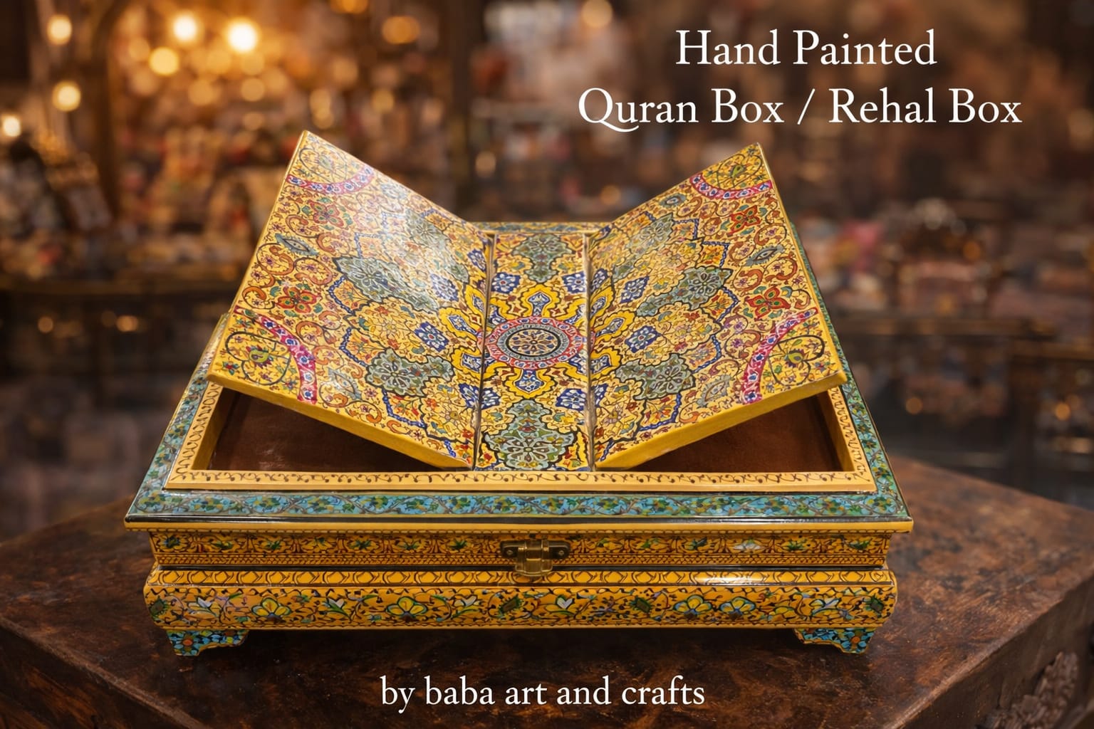 Quran Box , Hand painted Rehal ,Paper mache quran box , handmade paper mache box from kashmir 